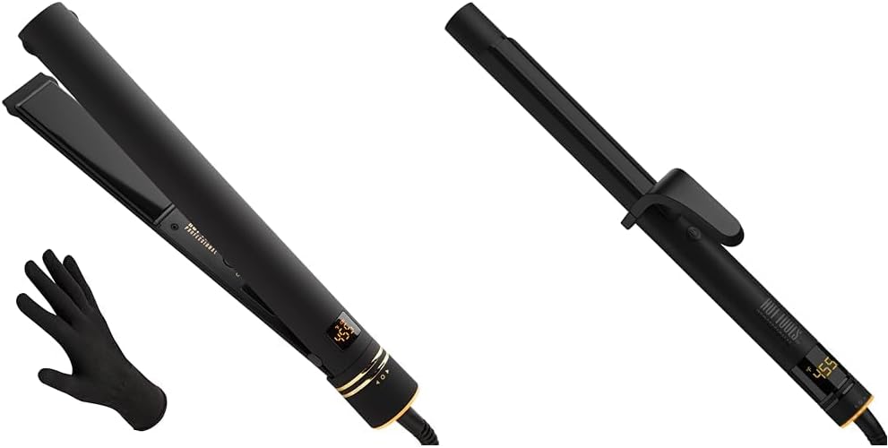 Black Gold Evolve Ionic Flat Iron and Curling Iron | Long-Lasting Curls, Defined Waves (1 in)