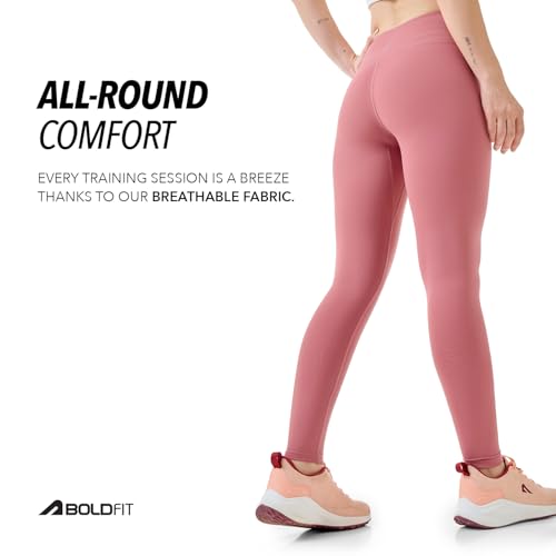 Image of Boldfit Cross-Waist Leggings for Women High-Rise Yoga Pants with Flattering Fit, Tights for Women Workout 4-Way Stretch Poly-Spandex Blend, Gusset for Mobility, Stylish Athleisure & Workout Wear
