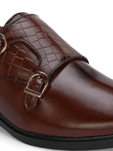Image of Massari Faux Leather Monk Strap Formal Shoes for Men