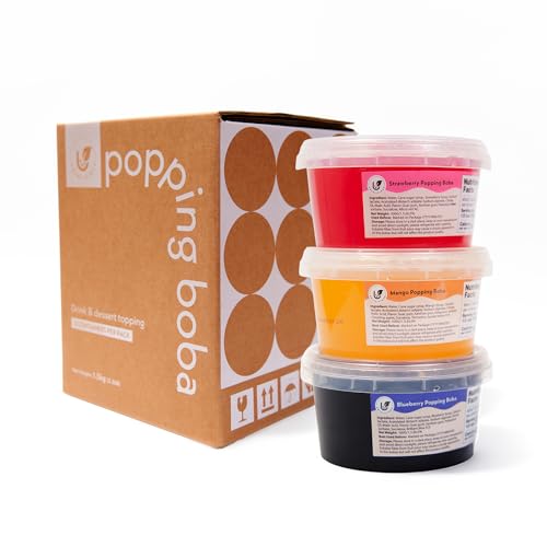 Hojalicious - PoppingBoba Variety Set: Mango, Strawberry, Blueberry (Pack of 3, 500g)
