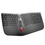 Nulea RT07 Wireless Ergonomic Trackball Keyboard - Bluetooth and 2.4G USB Connectivity, Natural Typing, Wrist Rest,Split Keyboard, USB-C Rechargeable,Compatible with Mac/Windows