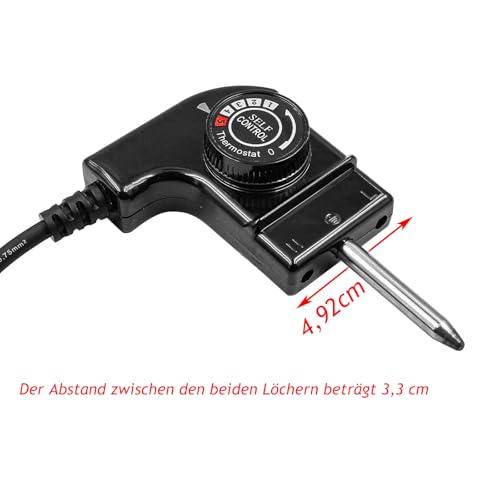Leloco Thermostat Kabel 1M für Elektrogrill & Elektropfanne – 250V Temperaturregler für elektrische Pfanne, Partypfanne, Pizzapfanne elektrisch & Warmhaltepfanne – Ersatz-Grillkabel mit Thermostat
