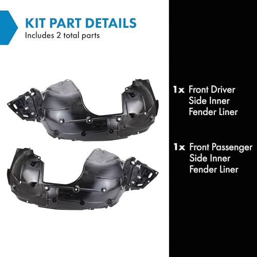 Image of TRQ Front Inner Fender Liner Set Compatible with 2016-2018 Honda Civic HO1248161 HO1249161