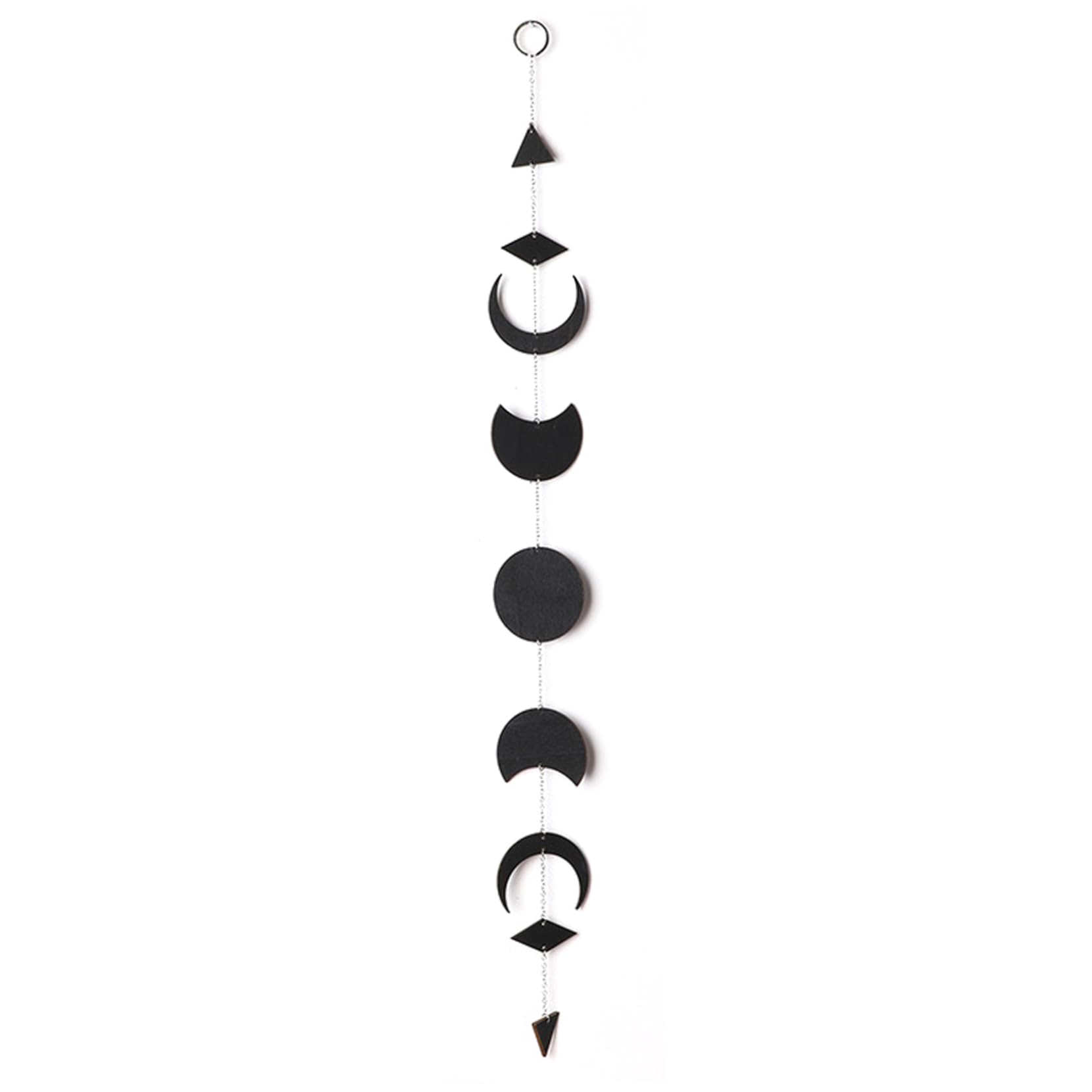 Faroby Moon Hanging Wall Decor, Phases Boho Wall Hanging Decor, Wooden Star Sun Decorations With Metal Chains For Yoga, Meditation,