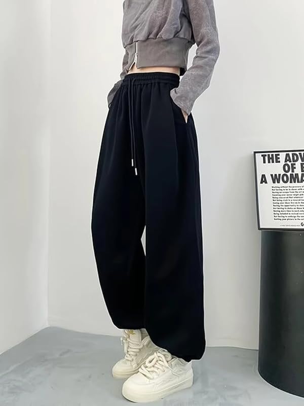 Image of Imsa Moda Women's Loose Fit Track Pants - Polycotton Joggers with Elastic Waistband & Side Pockets | Lower Comfortable for Gym, Running & Casual Wear