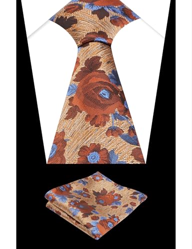 Image of Alizeal Mens 3.15'' Colorful Flower Pattern and handkerchief Necktie Set
