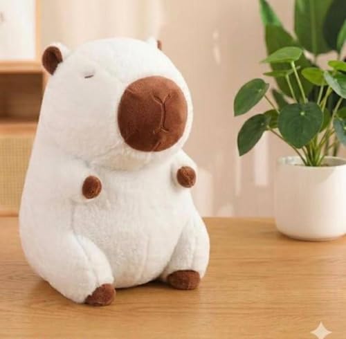 Image of White Capybara Soft Toy 25cm Cute Plushie | Kawaii Capybara Stuffed Animal Plush Doll | Aesthetic Room Decor & Cuddle Companion | Fluffy Toy Gift for Kids, Girls, Boys & Adults
