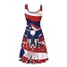 Qznuberone Amercian Flag 4th of July Dress for Women Summer Sleeveless Eagle Red White and Blue Sundress (Amercian Flag Eagle,XS)