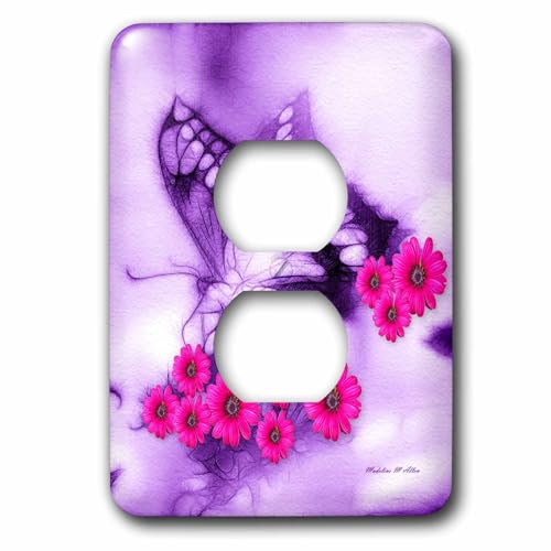 Double plaque de prise fleurie violette 3drose LSP 11750 - 2