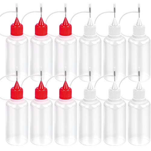 Bestsupplier 12 Pcs 30ml / 1 Ounce Empty Needle Tip Glue Bottle Applicator DIY Quilling Tool Precision Bottle (Random Color)