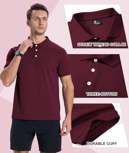 GEEK LIGHTING 3 Pack Mens Polo Shirts Short Sleeve Moisture Wicking Performance Golf Shirt for Men Casual Collared Shirt3