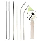 Reusable Stainless Steel Straws Set of 4, Wide Mouth Drinking Metal Straws for 20 30 oz tumbler, Eco-friendly&BPA Free with Anti-Scratch Tips for Kid, 2x9.5