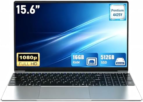 MITUNTUN 15.6" Laptop, 16GB RAM 512GB SSD, 4425Y, Win 11, FHD IPS
