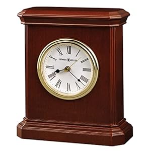 Howard Miller Windsor Carriage Tabletop Clock – Wooden Desk Clock with Roman Numerals, Quartz Movement, Acrylic Crystal, Battery-Operated, Analog Design for Home, Office, Living Room, & Bedroom Decor