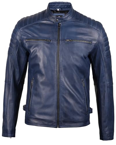 Image of Decrum Men's Casual Real Lambskin Leather Jacket with Zipper Closure