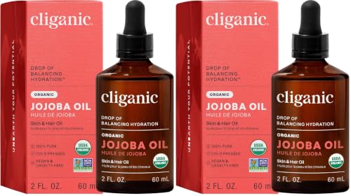 Image of Cliganic Organic Jojoba Oil, 100% Pure (2oz) | Natural Cold Pressed Unrefined Hexane Free Oil for Hair & Face | Base Carrier (Pack of 2)
