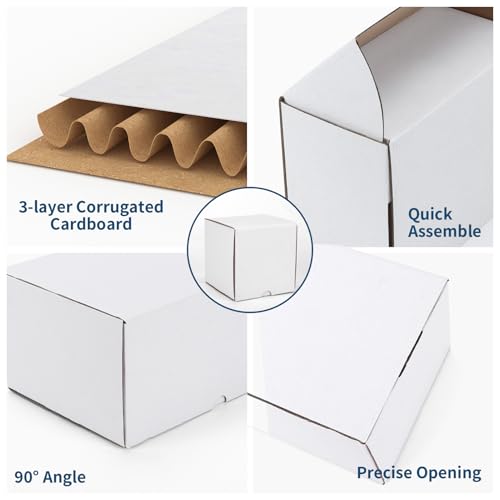 Image of ZBEIVAN 5x5x5 White Small Shipping Boxes, 30 Packs Corrugated Cardboard Mailer Boxes for Packaging Small Business Mailing Gifts Wrap Boxes with Lids