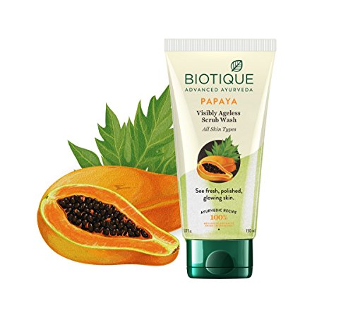 Image of Biotique Bio Papaya Visibly Flawless Skin Face Wash For All Skin Types, 150ml And Biotique Bio Papaya Revitalizing Tan Removal Scrub, 75g