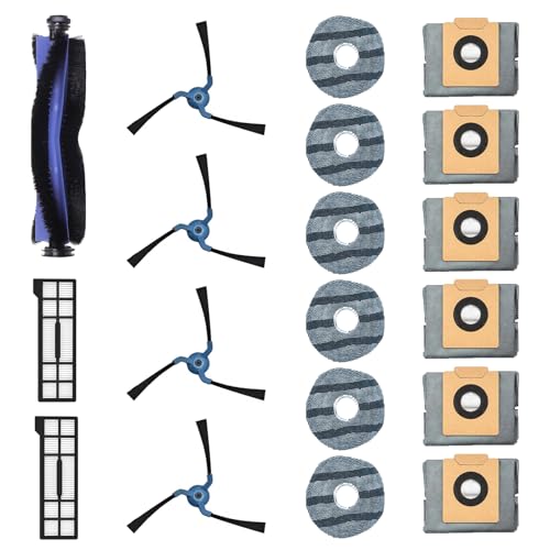 JAYOBGO Paquete de 19 piezas de repuesto compatibles con aspiradora Eufy X10 Pro Omni, accesorios de repuesto para aspiradora robot con 1 cepillo rodante, 6 almohadillas para fregona, 4 cepillos