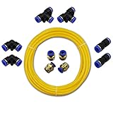Pneumatikschlauch 6 mm 5 Meter Gelb inkl. 4 Steckverschraubungen 1/4