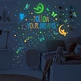 Estrellas Que Brillan En La Oscuridad, 4 Pegatinas De Pared Con Forma De Mariposa De Estrella, Material De PVC, Diseño Luminoso Autoadhesivo, Decoración De Papel De Pared Para Dormitorio, Guardería, S