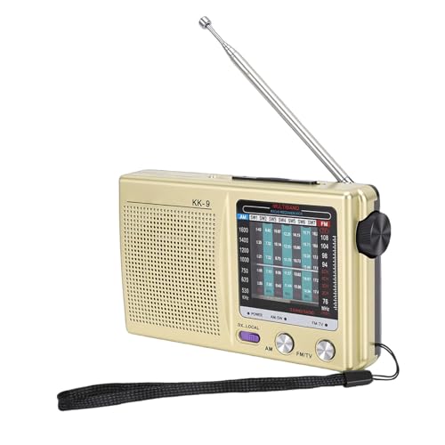 Radio portátil AM FM SW con salida para audífonos, dorada