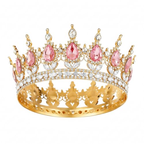 Princess Crown Tiara for Women Full Round Crystal Rhinestone Crown for Wedding Birthday Carnival Costume Hair Accessories