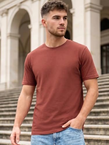 Image of Bewakoof Men's 100% Cotton Solid Regular Fit Half Sleeve Round Neck T-Shirt | Tshirt for Men Cotton| Casual Wear | Street Wear