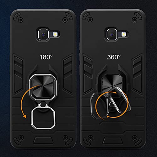 Image of Pikkme D5 Tough Armor Bumper Back Cover Case for Samsung Galaxy J7 Prime |Ring Holder & Kickstand in-Built (Black)