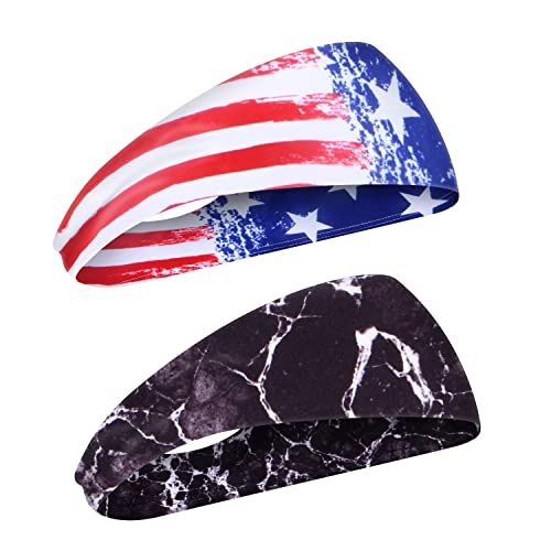 Washington DC Flag Headbands - Wicking Sports Sweatbands For Running, Basketball & Yoga