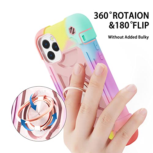 Image of MARKILL Plastic, Silicone Compatible with iPhone 12 /12 Pro Case 6.1 inch with 360 Degree Rotate Ring Stand, Military Grade Drop Protection Heavy Duty Basic Case 3in1 Protective Cover For iPhone 12 /12 Pro.
