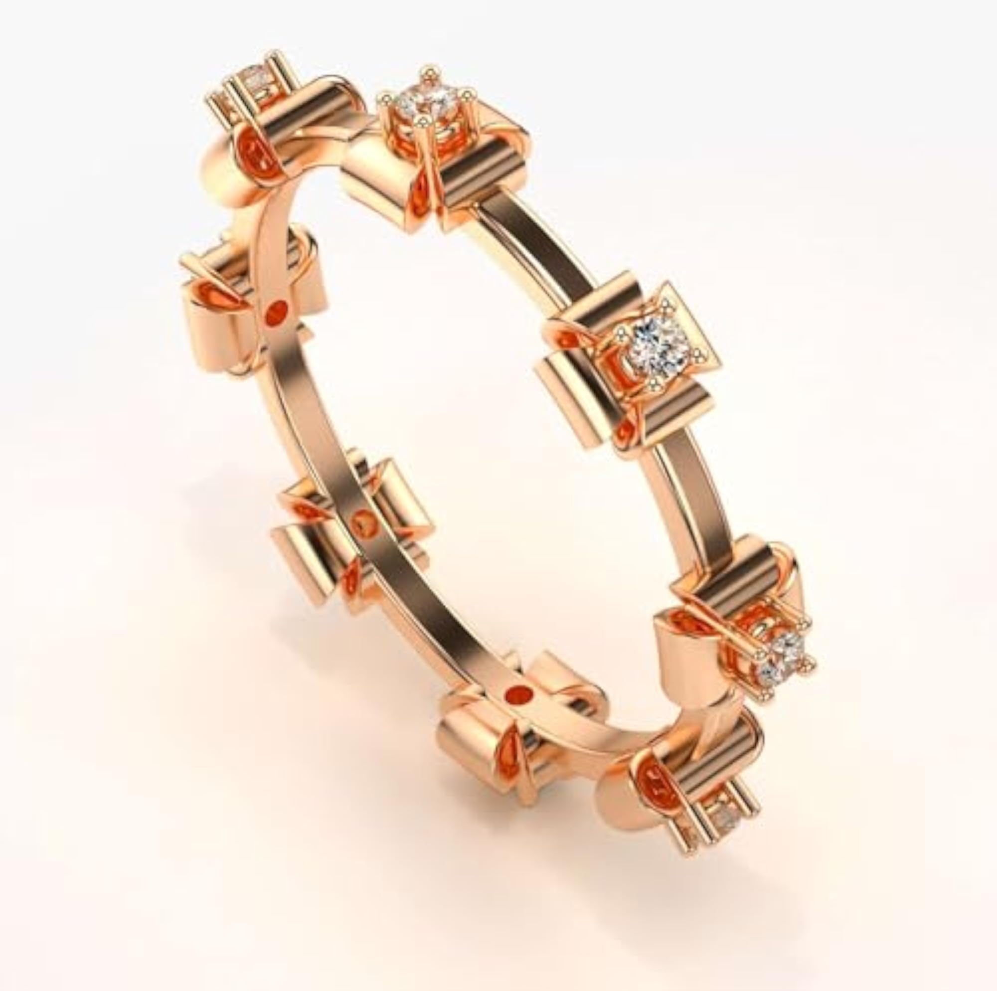 Women's Sterling Silver & Lab Grown Diamond 0.11cts Ring, Elegant