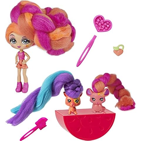 Candylocks Posie Peach Hair Doll and 2 Animals Cover