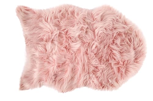 Emma Barclay Faux Fur Sheepskin Style Rug for Bedroom Living Room Fleece Chair Cover Seat Pad Pink Fluffy Bedroom Bedside Rugs Small Medium Shaggy Fur Rug - Lux Collection 55cm x 80cm Pink