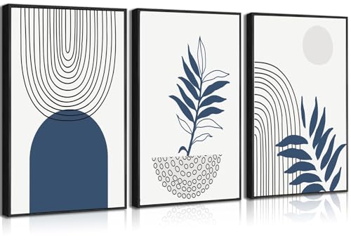 Navy Blue Boho Wall Art Set - Abstract Design