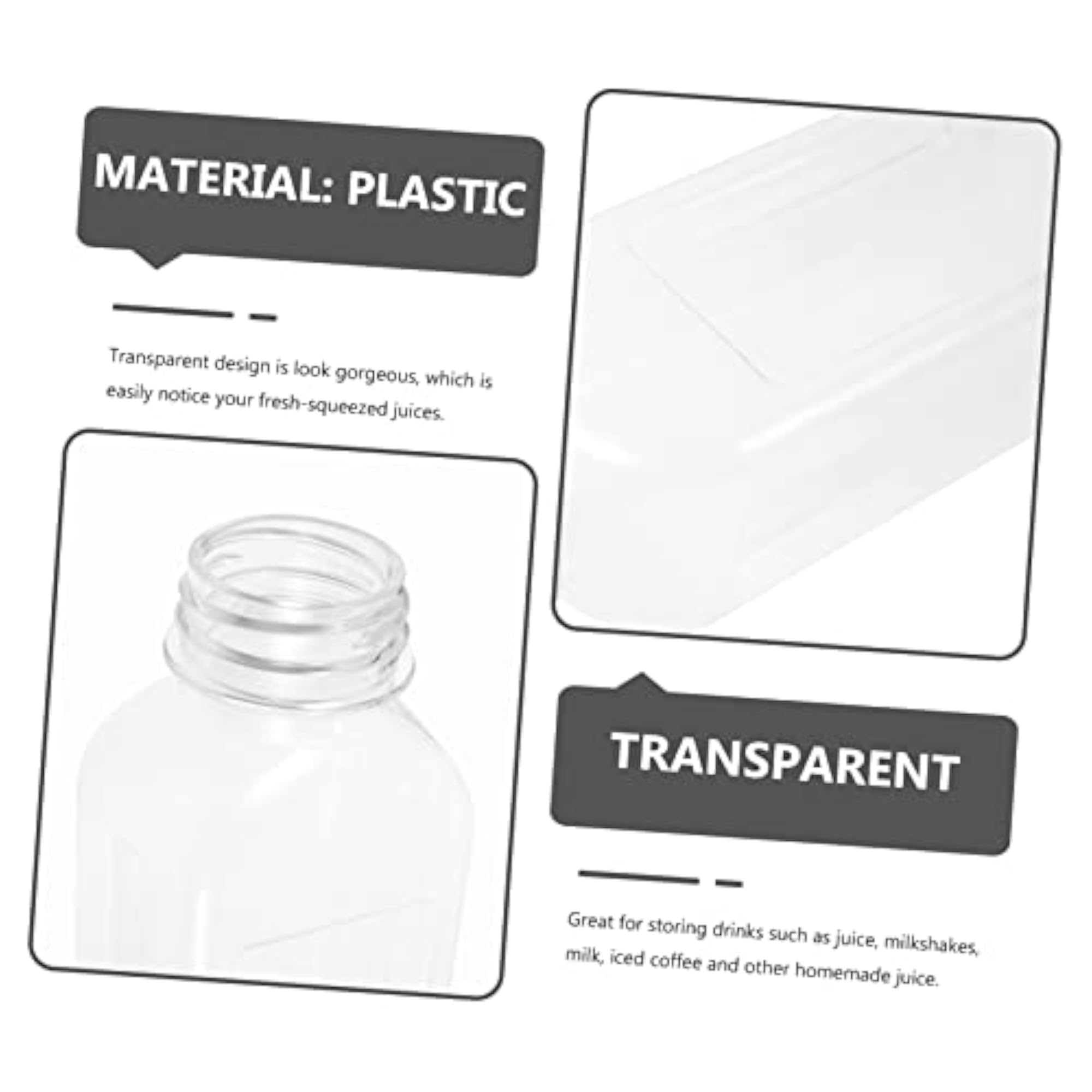 15pcs Empty Juice Bottles with Caps, Food Grade