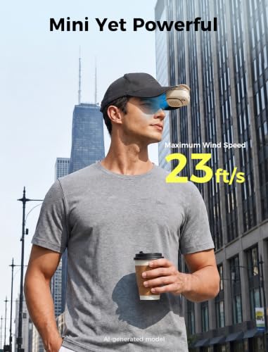 Image of Aecooly Magnetic Clip On Fan, Mini Portable Neck Fan, Mighty Waist Fans, Light Hat Fans, Hands Free USB Rechargeable [10H Max Cooling Time], Personal Battery Powered for Travel, Gifts for Women -Beige
