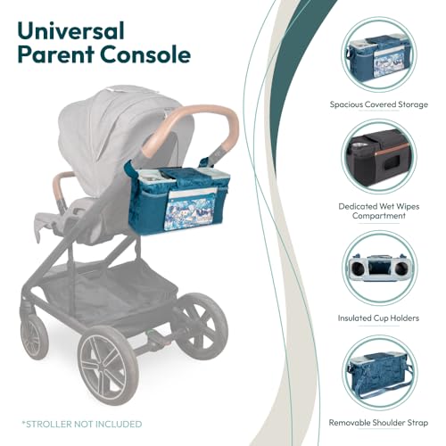 Image of WONDERFOLD Universal Parent Console Stroller Organizer with Insulated Cup Holders, Hook & Loop Closure Handle Attachment, 2 Storage Pockets, Removable Shoulder Strap for Easy Transport