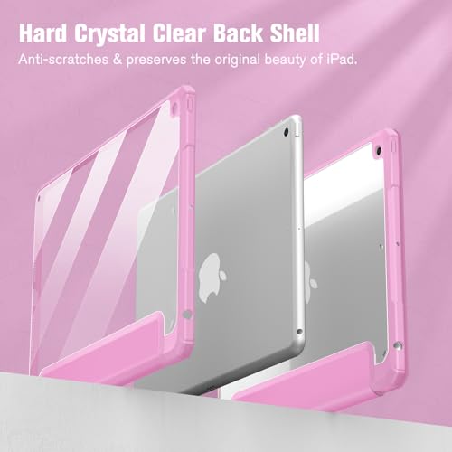Image of Fintie Hybrid Slim Case for iPad 9th / 8th / 7th Generation (2021 /2020 / 2019) 10.2 Inch - [Built-in Pencil Holder] Shockproof Cover with Clear Transparent Back Shell, Lilac Pink