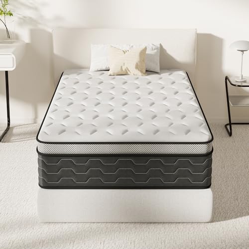 DEWINNER Colchón 105x190 | Altura 27 cm | Colchones Viscoelástico con Muelles Ensacados | 7 Zonas | Firmeza Media | Ideal para Habitaciones Pequeñas y Una Persona | Transpirable | Ergonómico