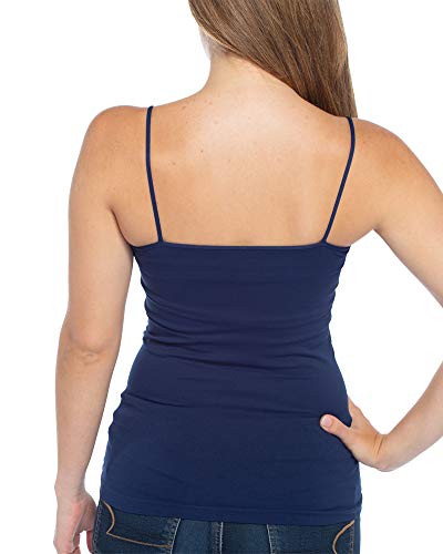 Image of Malibu Sugar Womens Seamless Cami Tank Top - Fitted Spaghetti Strap Stretch Basic Tank for Layering Casual Wear Fits for XS-M