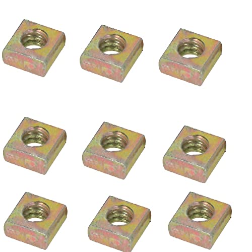 Yinpecly Carbon Steel Square Nuts Metric Coarse Thread Assortment Kit M6x10mmx3mm for Equipment Civil Furniture Color Zinc 100Pcs