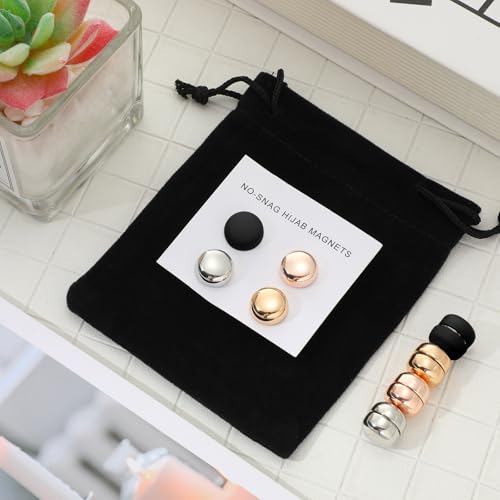 8 Pairs Hijab Magnets Strong Hijab Pins Women for Dress Cleavage Multi-use Pinless Muslim Magnetic Buttons Veil Scarf Pins(Light Style)3