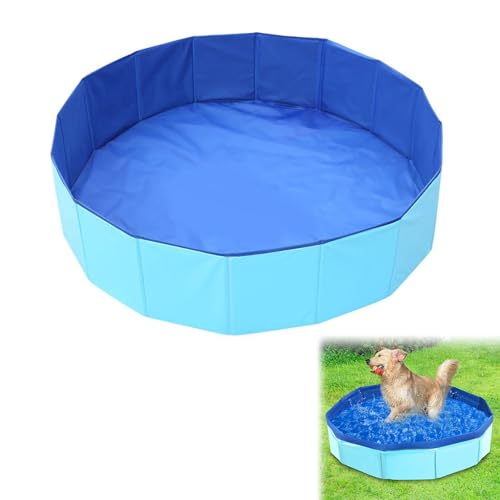 Foldable Dog Pool Dog Paddling Pool Puppy Cat Bathing Tub For Pets in Garden Beach Backyard 50 * 50 * 10cm (Blue)