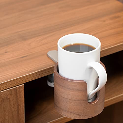 Urbanplus Desk Cup Holder, Anti-Spill Walnut Wood Cup Holder For Desk With Aluminium Clamp, Office Desk Accessories, Gaming Desk Accessories, Computer Desk Accessories #TOP5