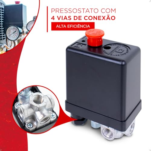 Pressostato Automático Compressor de Ar 4 Vias 80/120 Várias Marcas
