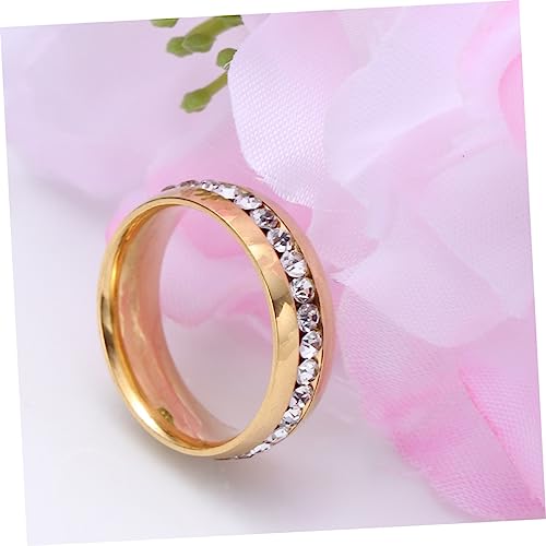 DEARMAMY Anillo de Compromiso Dorado con Cristales Anillo Sencillo y Elegante para Boda Joyería Inoxidable para Mujer - imagen 8