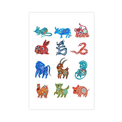 Zodiaque chinois Papier découpé Affiche Et Imprime Mur Image Œuvre d’Art Toile Peinture Home Decor Sans Cadre-style 08x12inch (20x30cm) Cover