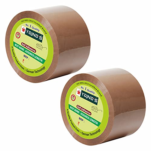 Image of YAJNAS Brown BOPP Tape Self Adhesive High-Strength Packing Tape Roll, Packaging Tape | Brown Cello Tape | e-Commerce Packaging Tape for Home, Office Use & Box Packaging (3 Inch, 35, 2)