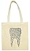 Produktbild Textildruck Universum Baumwolltasche Zahn aus Symbolen Stoff Jütebeutel (Natur)